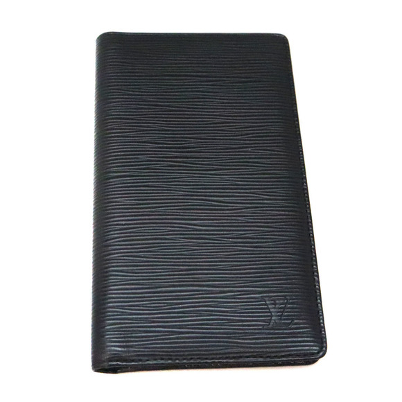 Louis Vuitton Leather Carte Wallet Black Porte Bifold Noir Chequier Epi - Picture 1 of 6